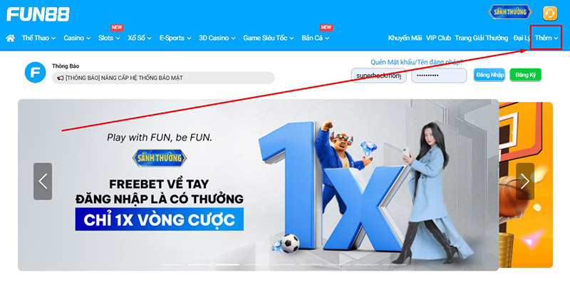 FUN88 – Sân Chơi Cá Cược Trực Tuyến Uy Tín Nhất Năm 2025 pc bam nut them tai website chinh thuc cua fun88 1